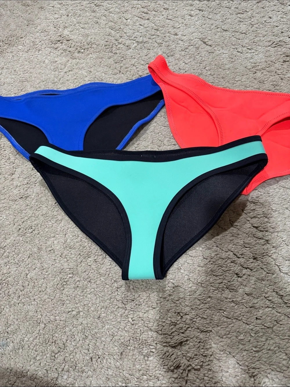 All 3! triangl swimwear Colorblock Bikini Bottoms - Mint, Cobalt & Coral all M